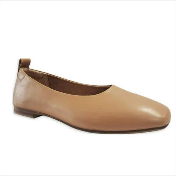 Time and Tru Soft Square Toe Ballet Flats Faux Leather Camel Women US 7.5 - Picture 1 of 13